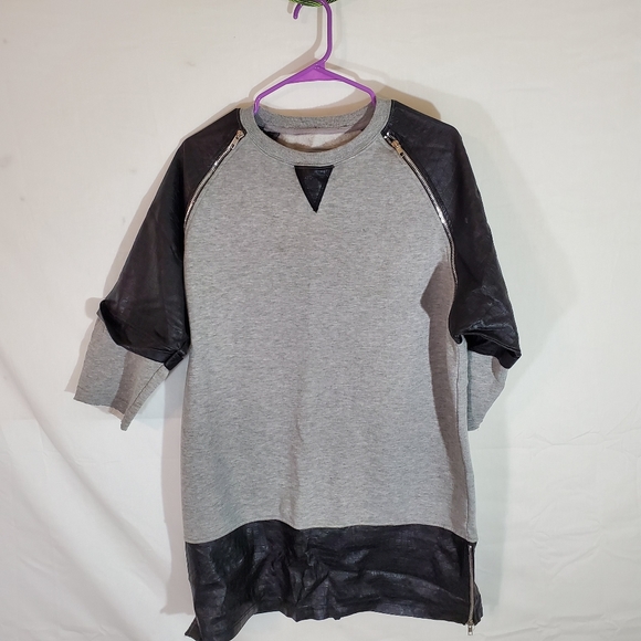 Bleeker And Mercer Leather Zipper Sleeve Top Large - Picture 1 of 5